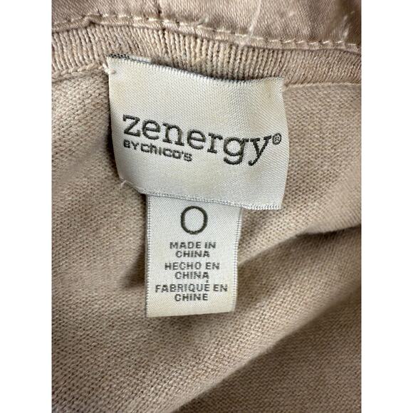 Zenergy Chicos Size 0/S Cashmere Cotton Blend Hooded Drawstring Cardigan Sweater - Picture 7 of 10